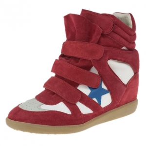 Pre Owned Isabel Marant Red Bayley Star Wedge Sneakers Size 41