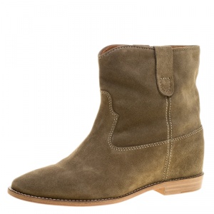 Pre Owned Isabel Marant Beige Suede Crisi Ankle Boots Size 39.5