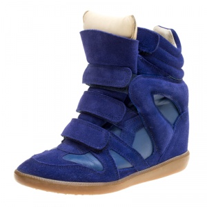 Isabel Marant Blue Suede Bekett Wedge Sneakers Size 37