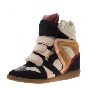 Isabel Marant Multicolor Suede And Leather Bekett Wedge Sneakers Size 40