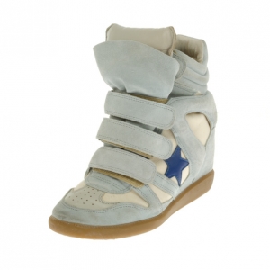 Pre Owned Isabel Marant Grey Bayley Star Wedge Sneakers Size 37