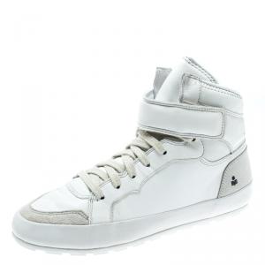 Pre Owned Isabel Marant White Leather And Suede Bessy High Top Sneakers Size 37