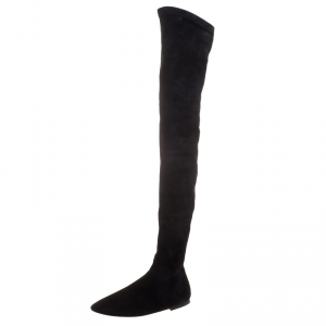 Pre Owned Isabel Marant Black Stretch Suede Brenna Over the Knee Thigh High Boots Size 40