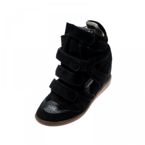 Isabel Marant Black Suede Bekett Wedge Sneakers Size 39