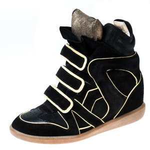 Isabel Marant Black Suede Leather Bekett Sneakers Size 38