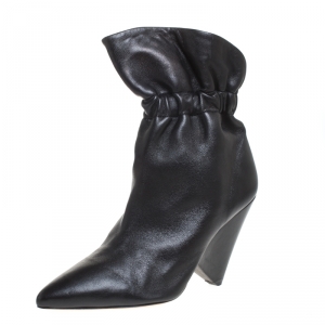 Isabel Marant Black Leather Lileas Pointed Toe Boots Size 38