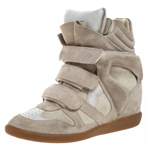 Isabel Marant Grey Suede Bekett Wedge High Top Sneakers Size 39