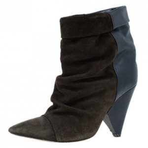 Pre Owned Isabel Marant Brown Suede and Leather Andrew Ankle Boots Size 37
