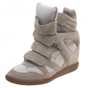 Pre Owned Isabel Marant Beige Suede Bekett Wedge Sneakers Size 38