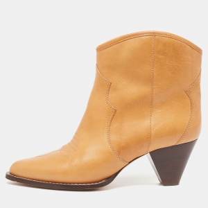 Isabel Marant Tan Leather Feminine Santia Cowboy Boots Size 40