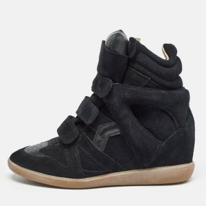Pre Owned Isabel Marant Black Suede and Leather Bekett Sneakers Size 39