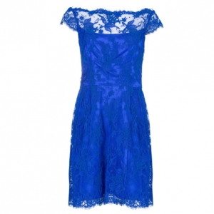 Issa Cobalt Lace Off-Shoulder Dress M