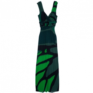 Issa Green Printed Satin Jersey Maxi Dress M