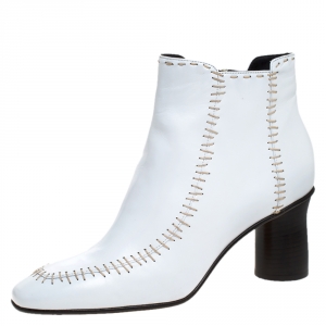 J.W.Anderson White Leather Stitch Detail Ankle Boots Size 41