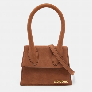 Jacquemus Brown Nubuck Leather Le Chiquito Top Handle Bag