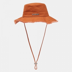 Jacquemus Brown Cotton Drawstring Bucket Hat (56)