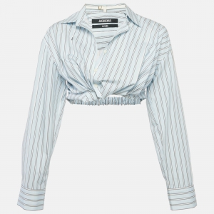 Pre Owned قميص باهيا كورت مخطط باللونين الأزرق والأبيض من القطن من جاكيموس بمقاس صغير