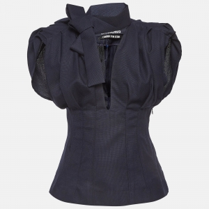 Jacquemus L'amour D'un Gitan Pleated Navy Blue Wool Corset Top S
