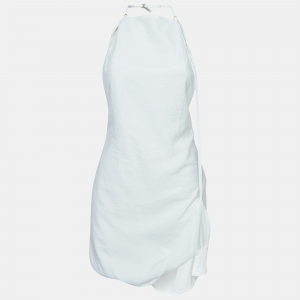 Jacquemus White Lannee 97 Poplin Asymmetric Mini Dress S
