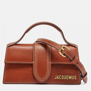 Jacquemus Brown Leather Mini Le Bambino Top Handle Bag