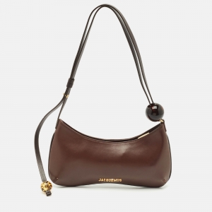 Jacquemus Dark Brown Leather Le Bisou Perle Shoulder Bag