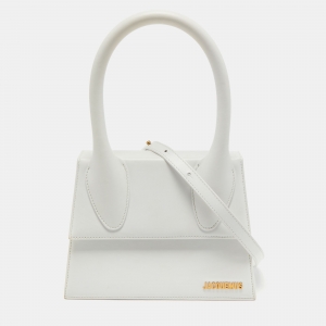 Jacquemus White Leather Le Grand Chiquito Top Handle Bag