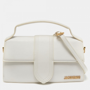 Jacquemus White Leather Le Grand Bambino Top Handle Bag