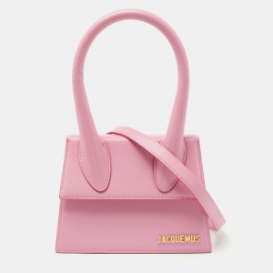 Jacquemus Pink Leather Le Chiquito Moyen Top Handle Bag