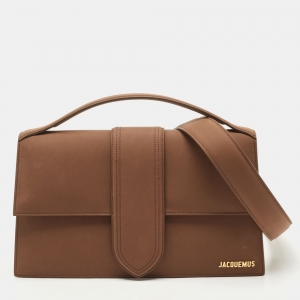 Jacquemus Brown Nubuck Leather Le Bambinou Top Handle Bag