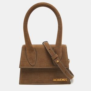 Jacquemus Brown Nubuck Leather Le Chiquito Moyen Top Handle Bag