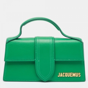 Jacquemus Green Leather Mini Le Bambino Top Handle Bag