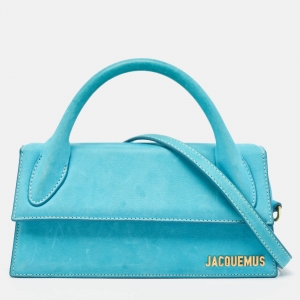 Jacquemus Blue Nubuck Long Le Chiquito Top Handle Bag