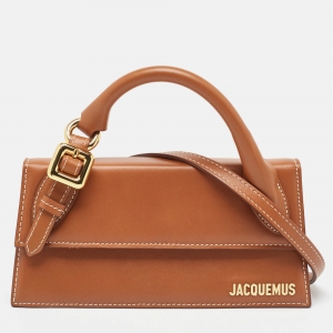 Jacquemus Brown Leather Long Le Chiquito BoucleTop Handle Bag