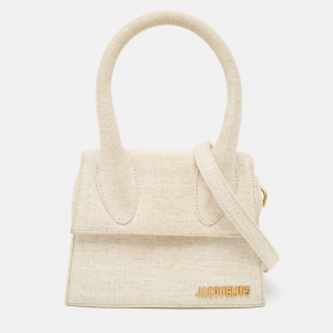 Jacquemus Cream Canvas Le Chiquito Top Handle Bag