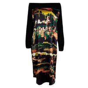 Jean Paul Gaultier Maille Femme Multicolor Printed Contrast Sleeve Dress L