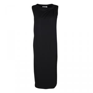 Jil Sander Black Knit Draped Front Sleeveless Dress L