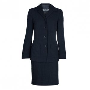 Jil Sander Charcoal Wool Skirt Suit S