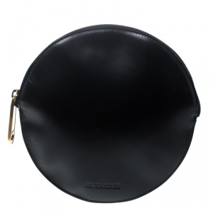 Jil Sander Black Leather Round Clutch