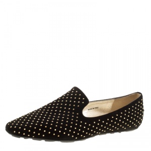 Jimmy Choo Black Studded Wheel Smoking Slippers Size 36.5