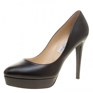 Pre Owned Jimmy Choo Black Leather Alex Platform Pumps Size 41
