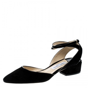 Pre Owned Jimmy Choo Black Suede Vicky Cross Ankle Strap Sandals Size 40