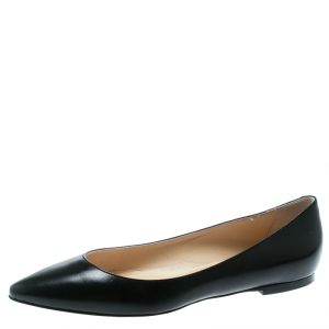 Pre Owned Jimmy Choo Black Leather Romy Ballet Flats Size 38.5