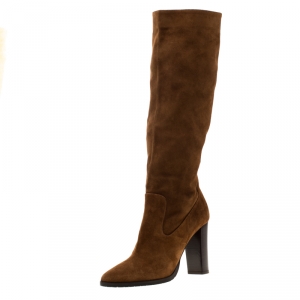 مملوكة مسبقًا Jimmy Choo Brown Suede Honor Knee Length Boots Size 39