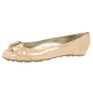 Pre Owned Jimmy Choo Nude Patent Morse Ballet Flats Size 38.5
