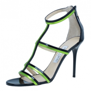 Jimmy Choo Green and Black Thistle Sandals Size 38.5