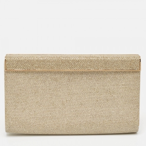 Pre Owned Jimmy Choo Gold/Silver Lurex Fabric Cayla Clutch