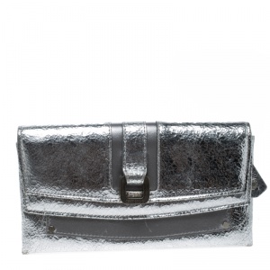 Jimmy Choo Metallic Silver/Grey Leather Clutch