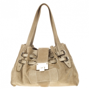 مملوكة مسبقًا Jimmy Choo Metallic Gold Suede Ramona Tote Bag