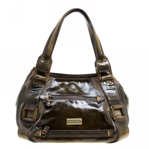 Jimmy Choo Olive Green Patent Leather Mahala Tote
