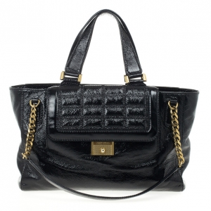مملوكة مسبقًا Jimmy Choo Black Patent Leather 'Camille' Quilted Pocket Tote